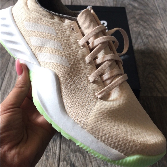 Nude / tan / cream / neon bottom ADIDAS trainers - Picture 2 of 4